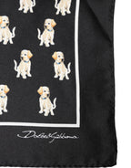 Black Dog Print Square Handkerchief Scarf