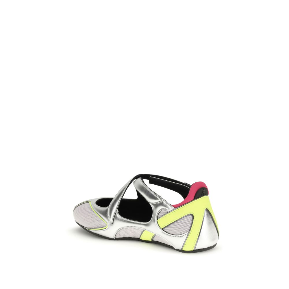 Silver Polyurethane Ballet Flats