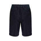 Blue Linen Bermuda Shorts