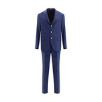 Blue Fleece Wool Two-Piece Suit