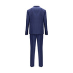 Blue Fleece Wool Two-Piece Suit