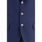 Blue Fleece Wool Two-Piece Suit
