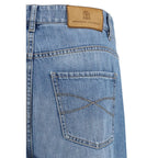 Blue Cotton Straight-Leg Jeans
