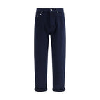 Blue Cotton Straight-Leg Jeans