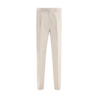 Beige Cotton Casual Pants
