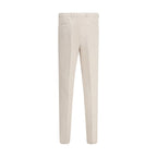 Beige Cotton Casual Pants