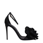 Black Satin Stiletto Heel Sandals
