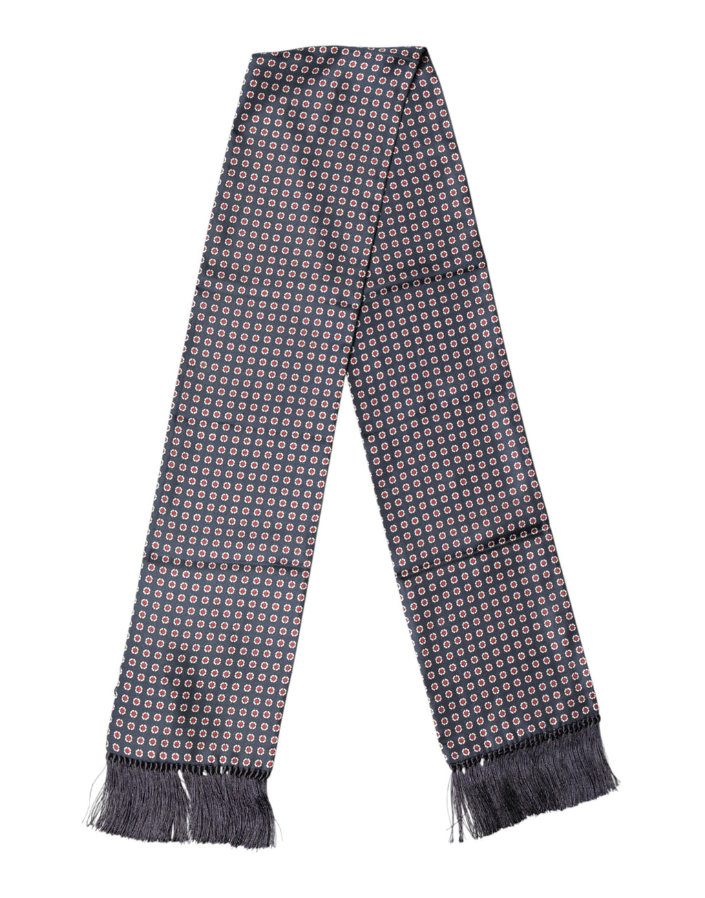 Black Patterned Fringes Neck Foulard Scarf