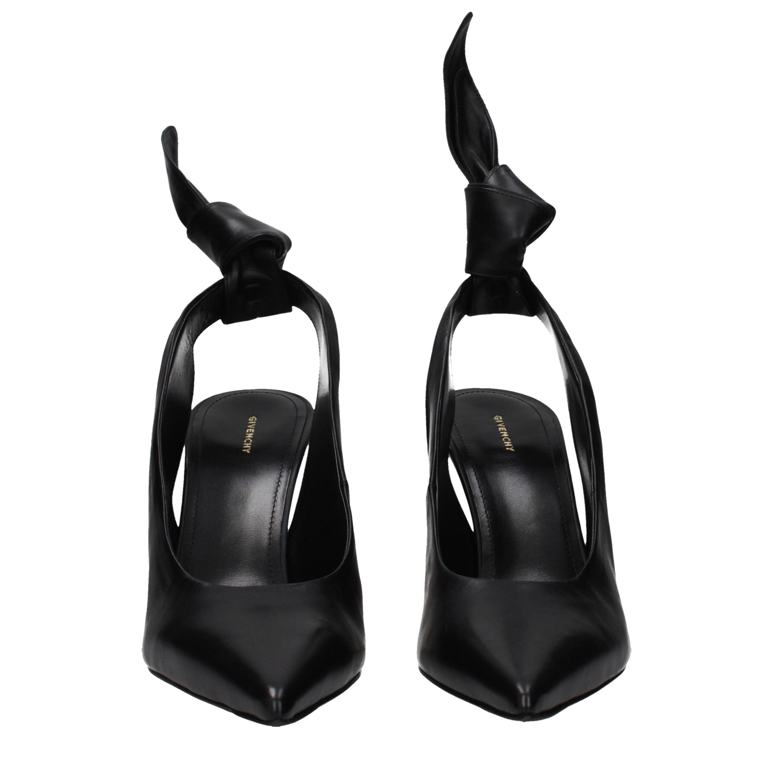 Black Leather High Heel Pumps