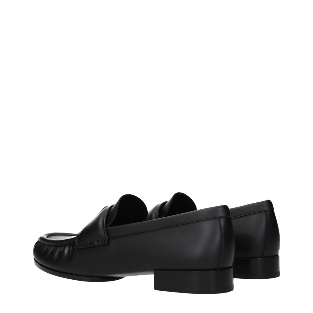 Black Leather Slip-On Loafers