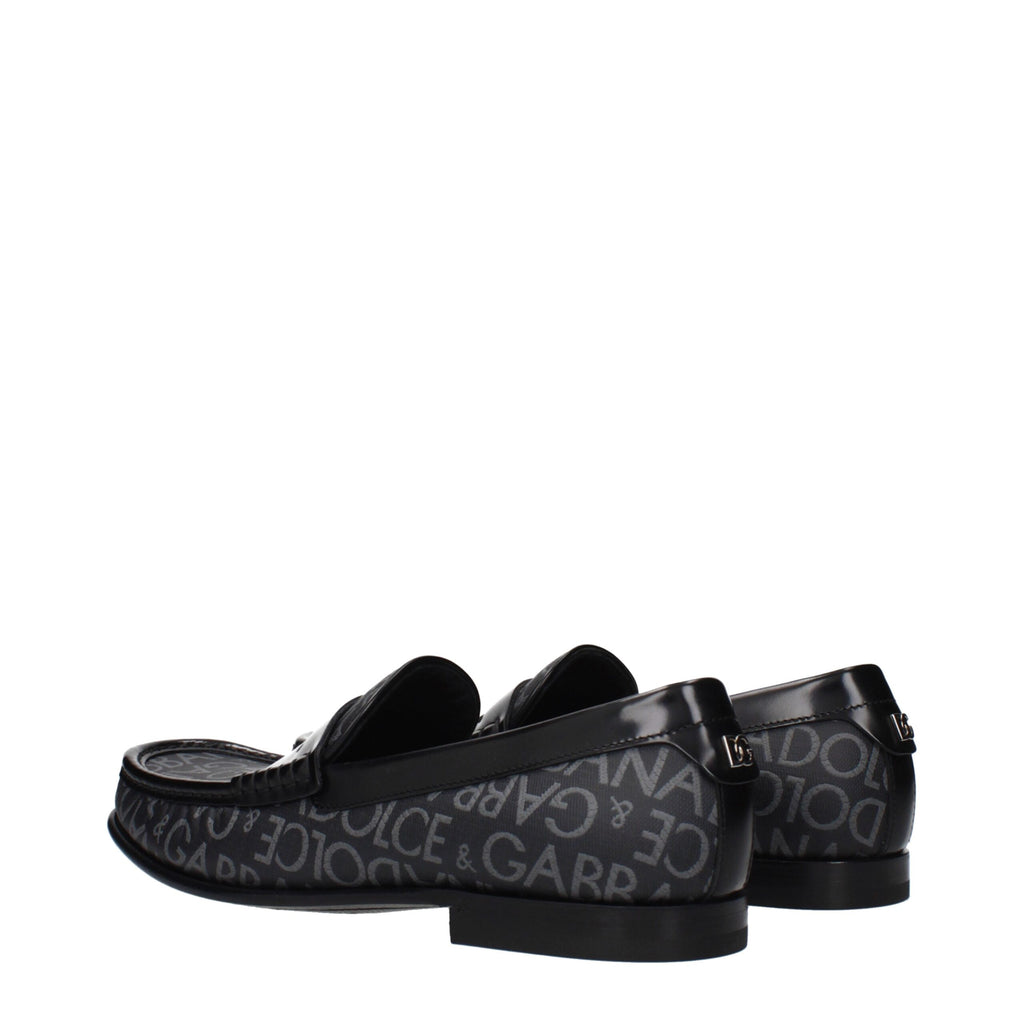 Black Fabric Slip-On Loafers