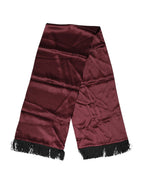 Maroon Silk Satin Fringes Neck Foulard Scarf