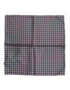 Blue Patterned Silk Square Handkerchief Scarf