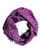 Violet Polka Dot Fringes Neck Foulard Scarf