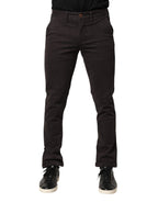 Dark Brown Cotton Stretch Skinny Mid Waist Men Trouser Pants