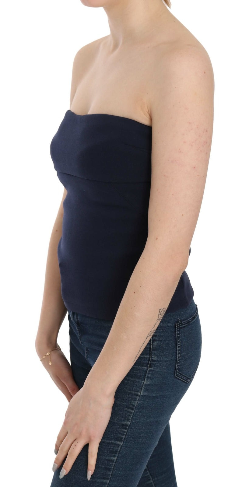 Strapless Zipper Back Tube Top Blouse