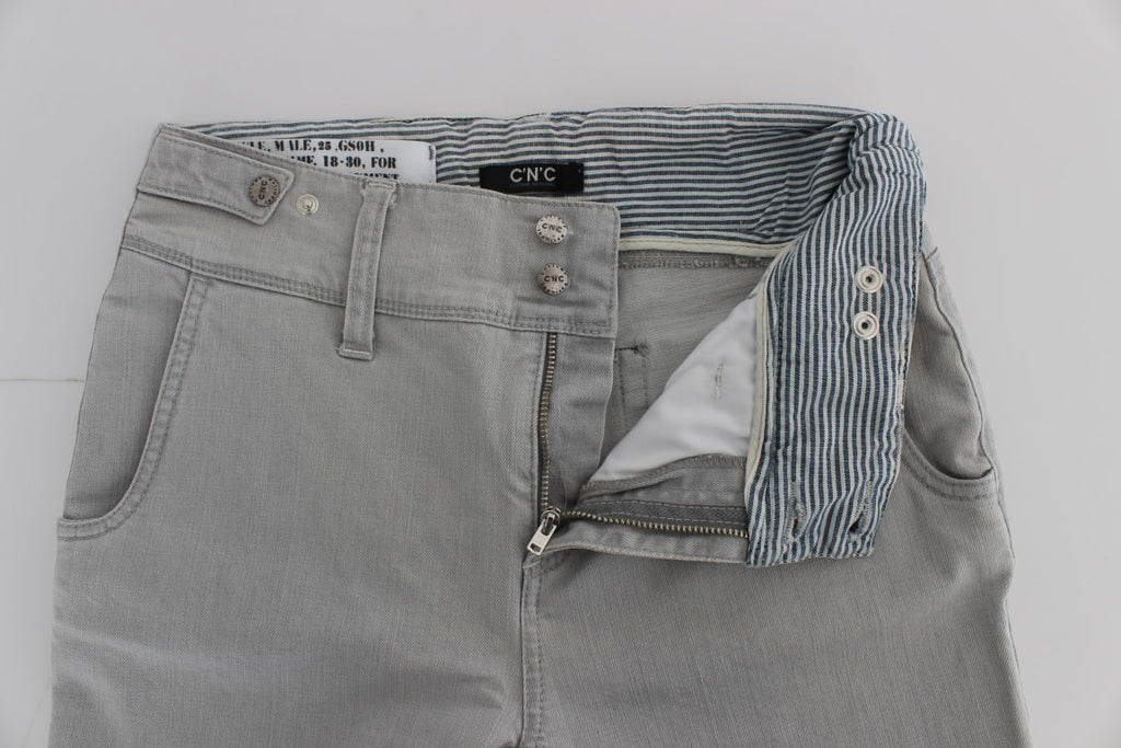Pants Gray Cotton Blend Super Slim Fit Jeans