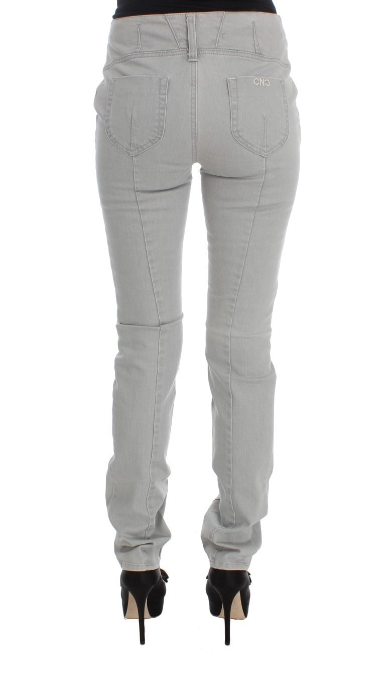 Pants Gray Cotton Blend Super Slim Fit Jeans