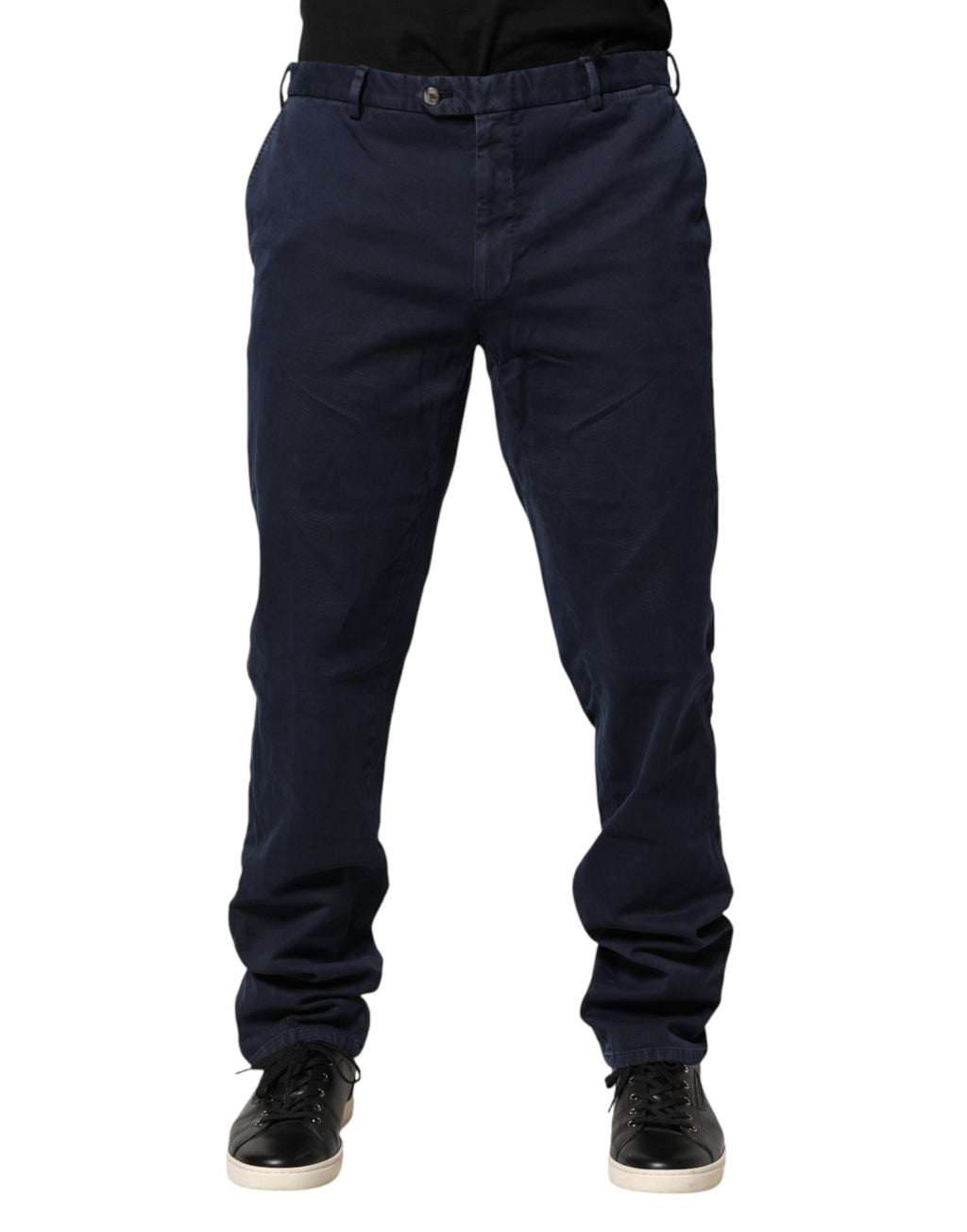 Dark Blue Mid Waist Skinny Chino Trouser Pants