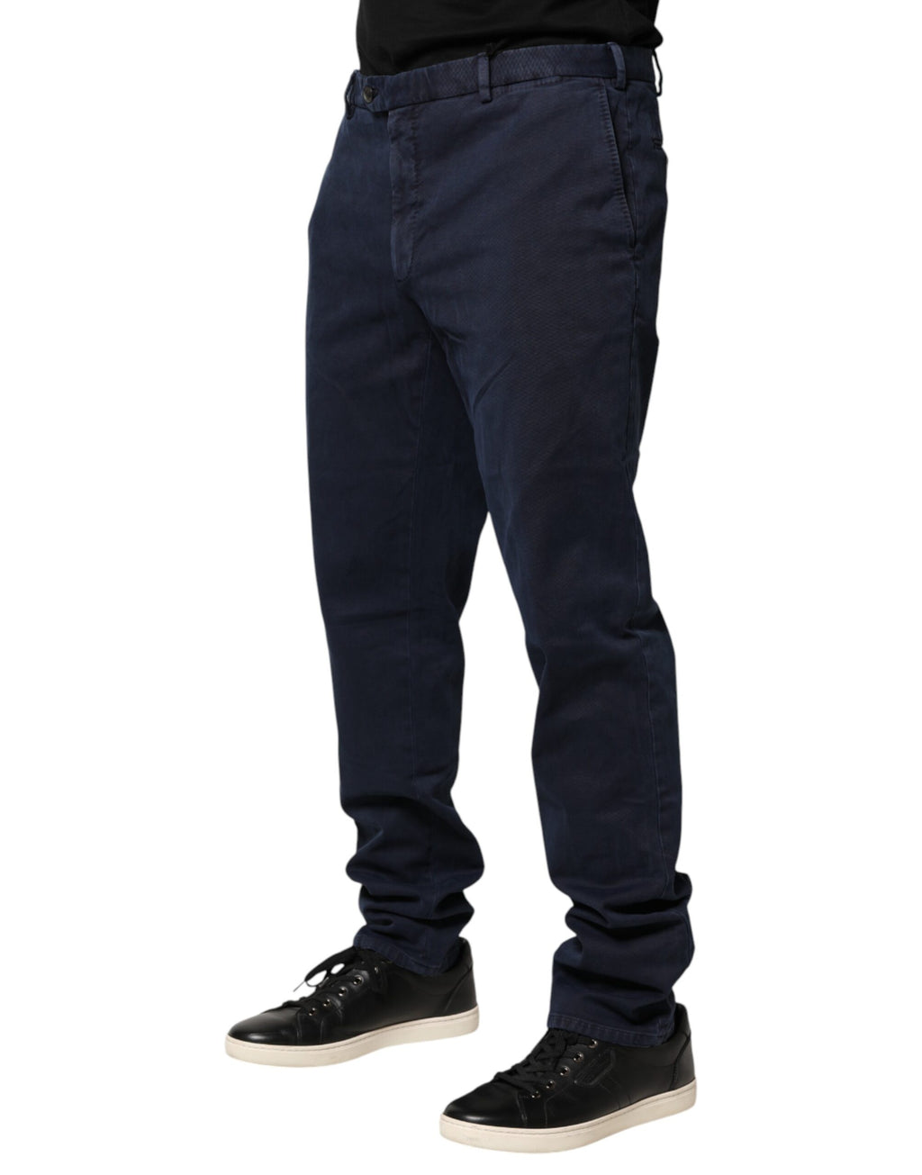 Dark Blue Mid Waist Skinny Chino Trouser Pants