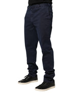 Dark Blue Mid Waist Skinny Chino Trouser Pants