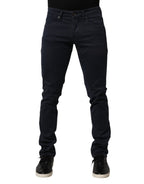 Black Mid Waist Cotton Skinny Denim Men Trouser Jeans