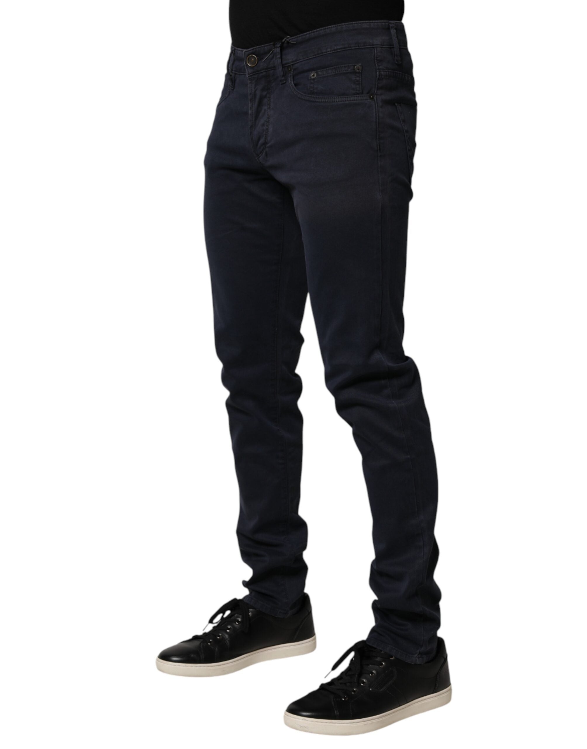 Black Mid Waist Cotton Skinny Denim Men Trouser Jeans