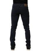 Black Mid Waist Cotton Skinny Denim Men Trouser Jeans