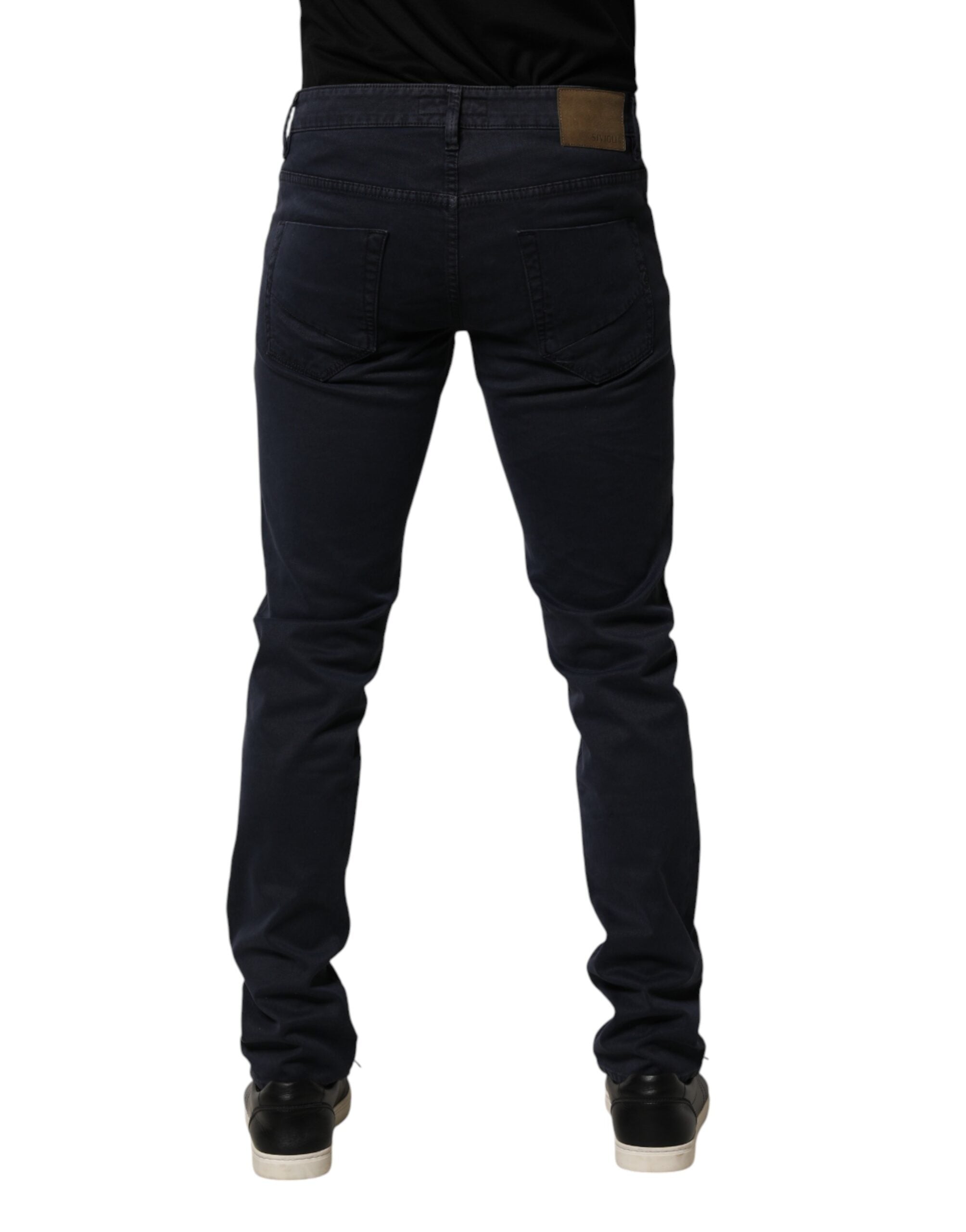 Black Mid Waist Cotton Skinny Denim Men Trouser Jeans