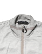 Light Gray Cotton Zipped Cardigan Sweater