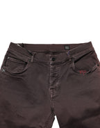 Brown Cotton Mid Waist Skinny Men Denim Jeans