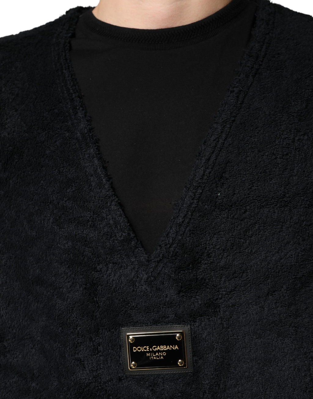 Black Cotton V-Neck Men Sweatshirt Sweater