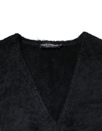 Black Cotton V-Neck Men Sweatshirt Sweater