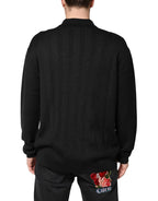 Black Crest Long Sleeve Men Pullover Sweater