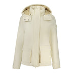 White Polyester Women Parka Jacket