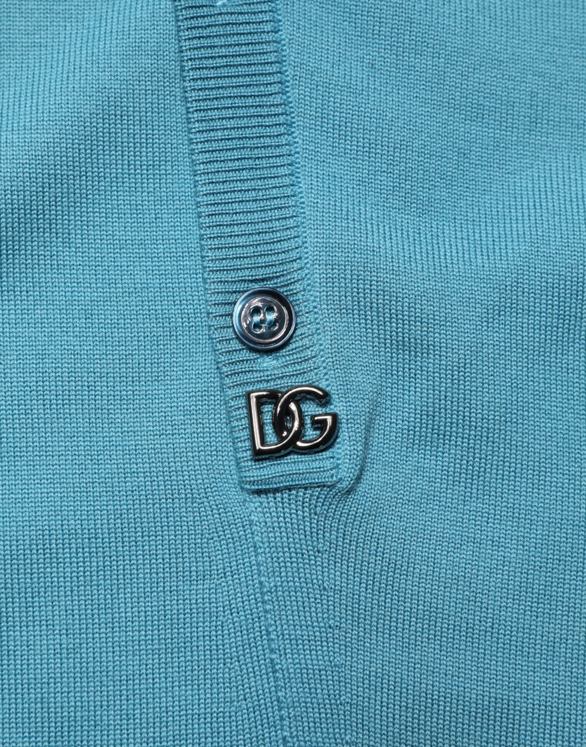 Teal Wool Collared Polo Pullover Sweater