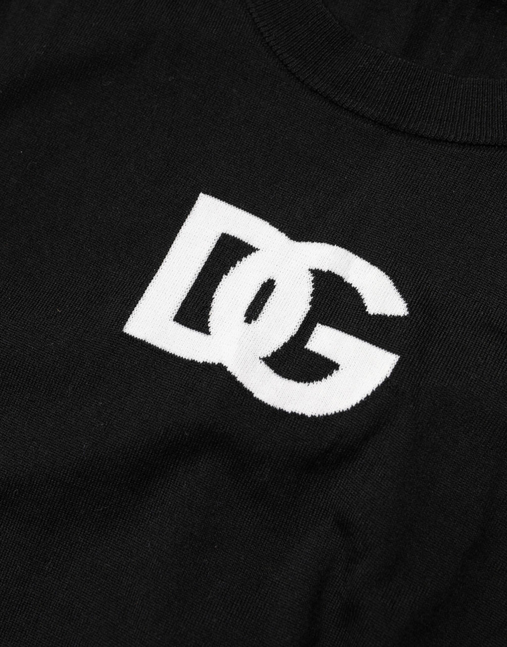 Black Wool DG Crew Neck Men Pullover Sweater