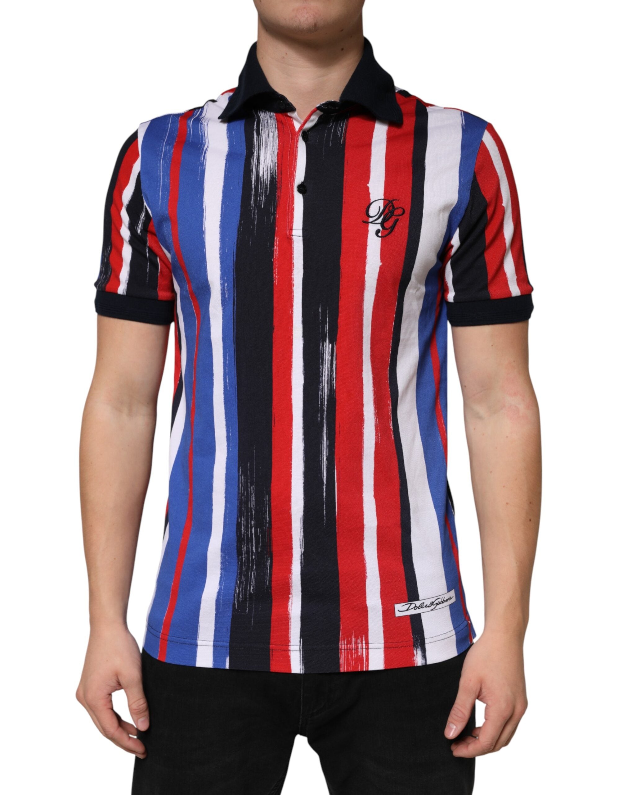 Multicolor Stripes Cotton Men Polo T-shirt