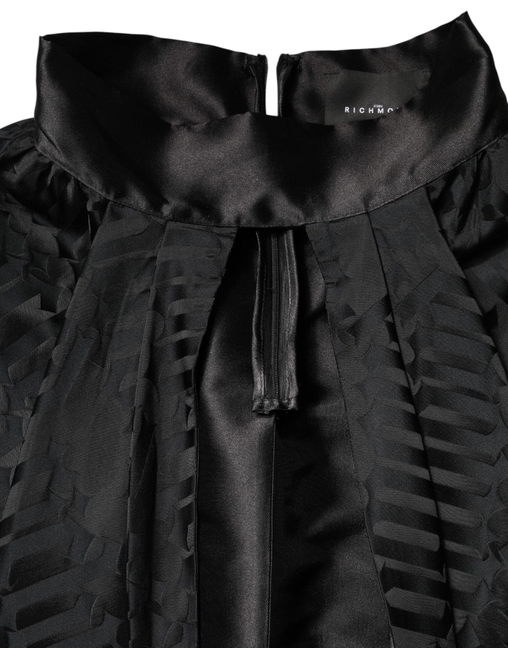 Black Jacquard Deep V-neck Sleeveless 2 Pc Dress