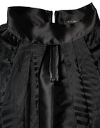 Black Jacquard Deep V-neck Sleeveless 2 Pc Dress