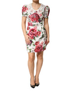 White Floral Embellished Sheath Mini Dress