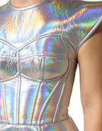 Silver Iridescent Bodycon Sheath Midi Dress