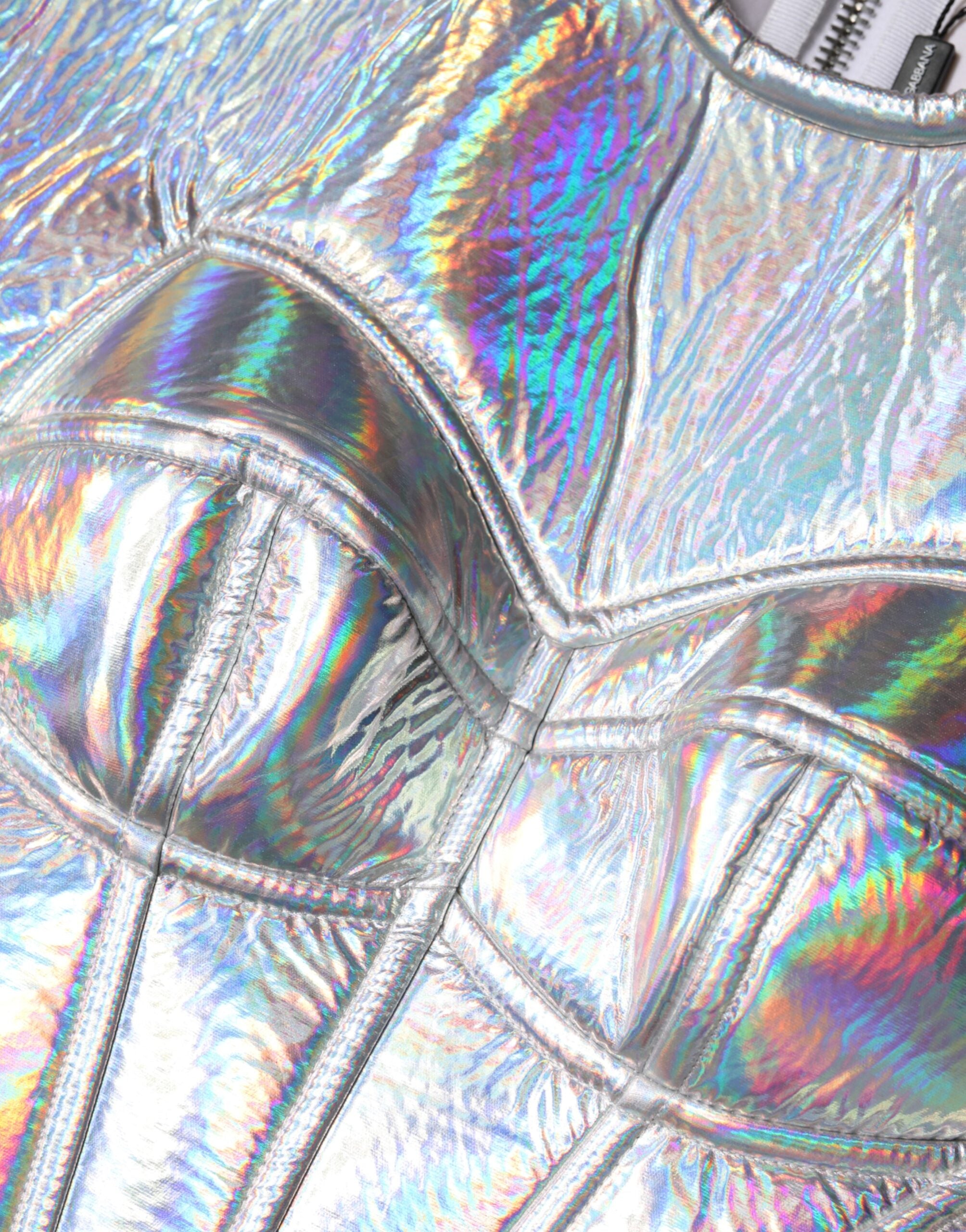 Silver Iridescent Bodycon Sheath Midi Dress