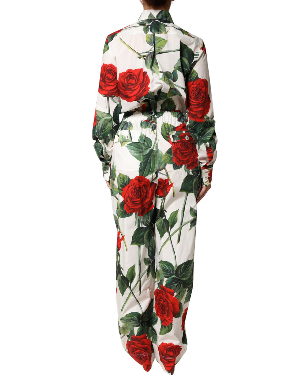 White Floral Print Cotton Jumpsuit Dress