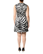 Black White Zebra Sleeveless A-line Dress