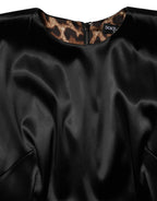 Black Satin Sheath Midi Cap Sleeves Dress