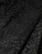 Black Floral Brocade High Waisted Trouser Pants