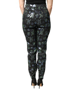 BlueGreen Floral Metallic Slim Trouser Pants