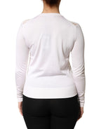 Cream Lace Knit Rose Button Cardigan Sweater