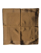Brown Logo Silk Men Square Handkerchief Scarf